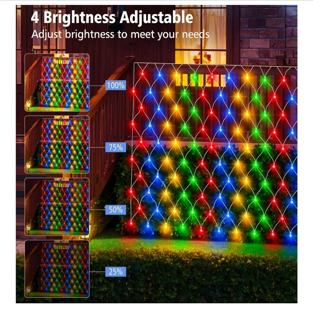 CHRISTMAS NET LIGHTS, 100 LED, BATTERY-OPERATED, REMOTE, DUAL COLOR CHANGING